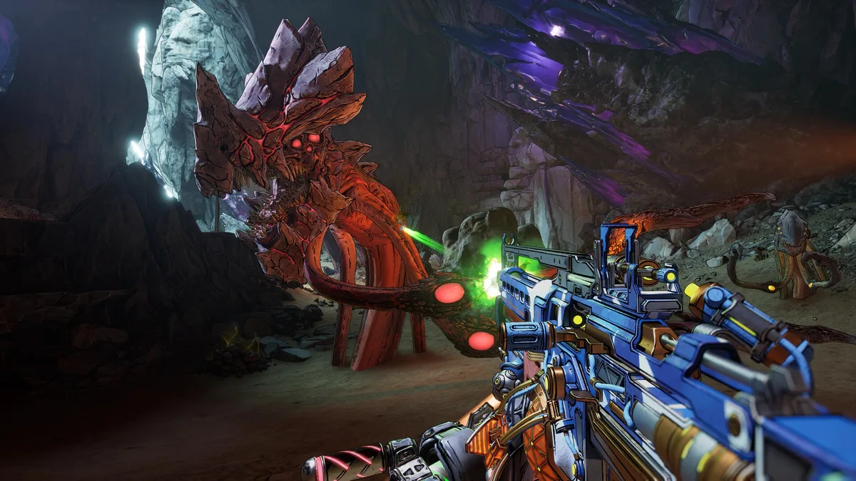 In-game screenshot of Borderlands 4 showing an open-world environment on Kairos